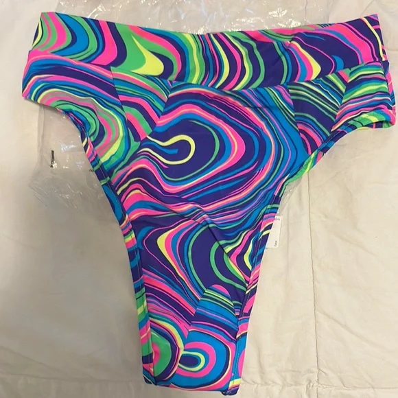 iHeartRaves Blue and Pink Swirl Bikini Set - Picture 3 of 4